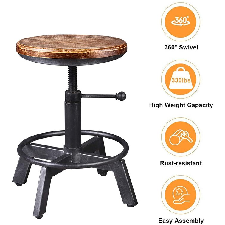 Williston Forge Grampian Swivel Solid Wood Adjustable Height Stool